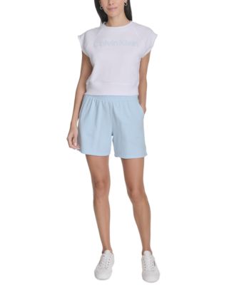 Women's Sleeveless Puff-Logo Cropped Top