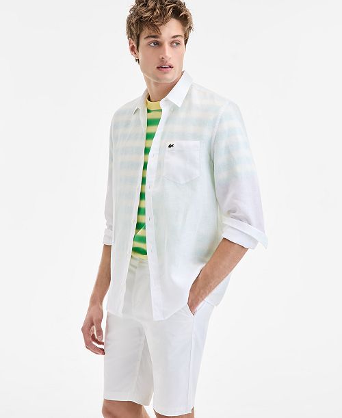alfani Lacoste Men's Regular-Fit Linen Shirt Men's Fashion & Accessories