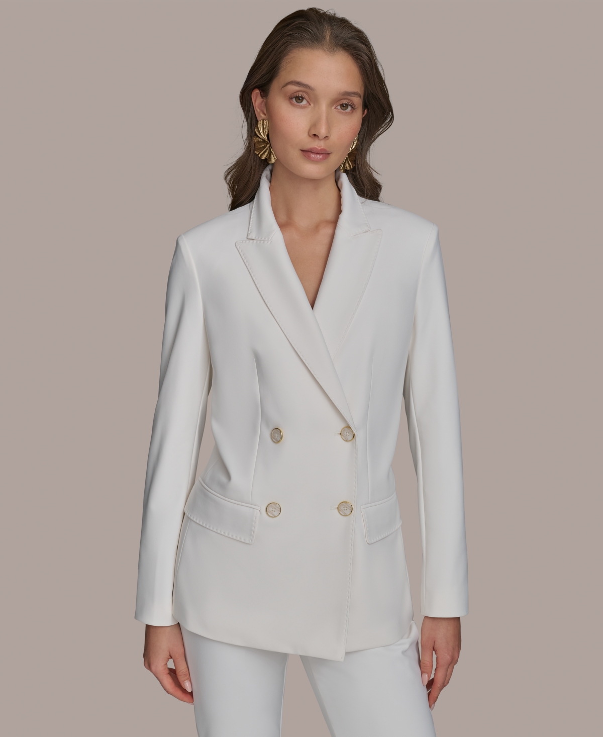 Donna Karan Women's Double Breasted Blazer In Cream
