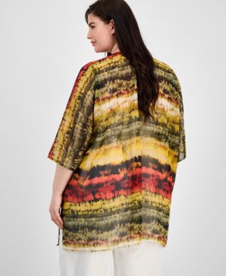 Кимоно с открытым передом и принтом в виде шарфа размера плюс от Anne Klein