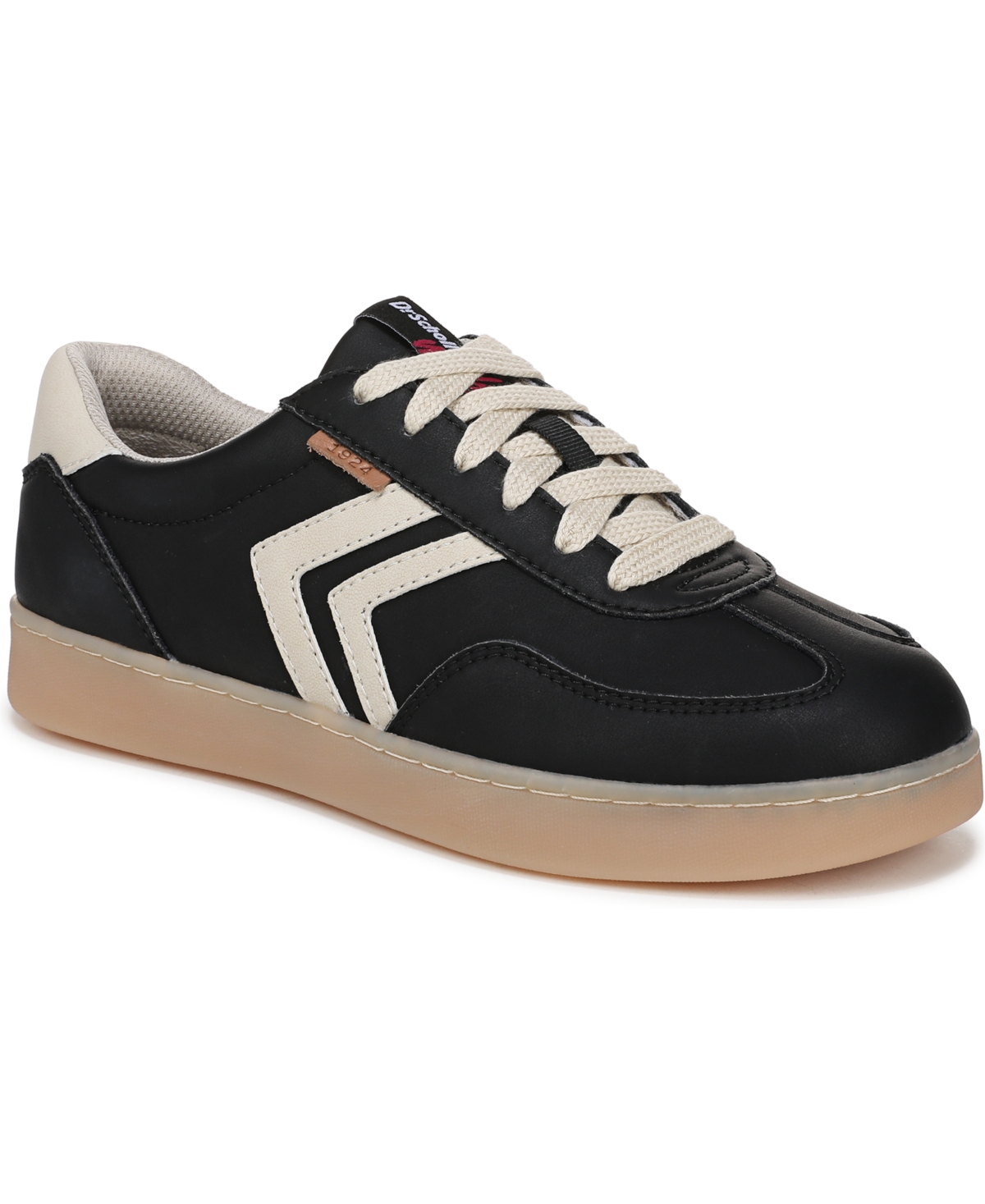 Shop Dr. Scholl's Women's X Milk Bar Rebel Sport Low Profile Lace Up Sneakers In Black,white Leather