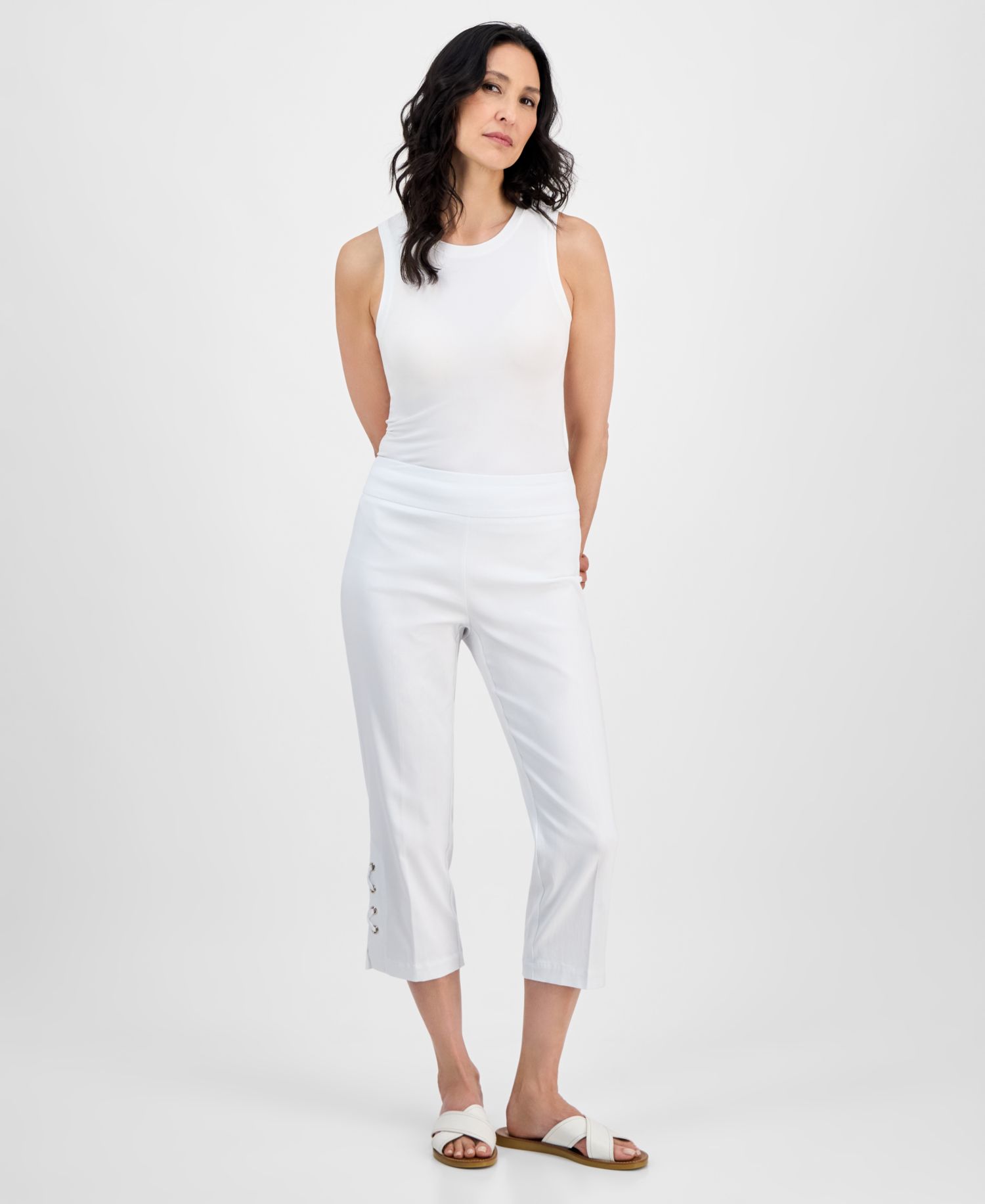 Petite Side-Lace-Up Capri Pants