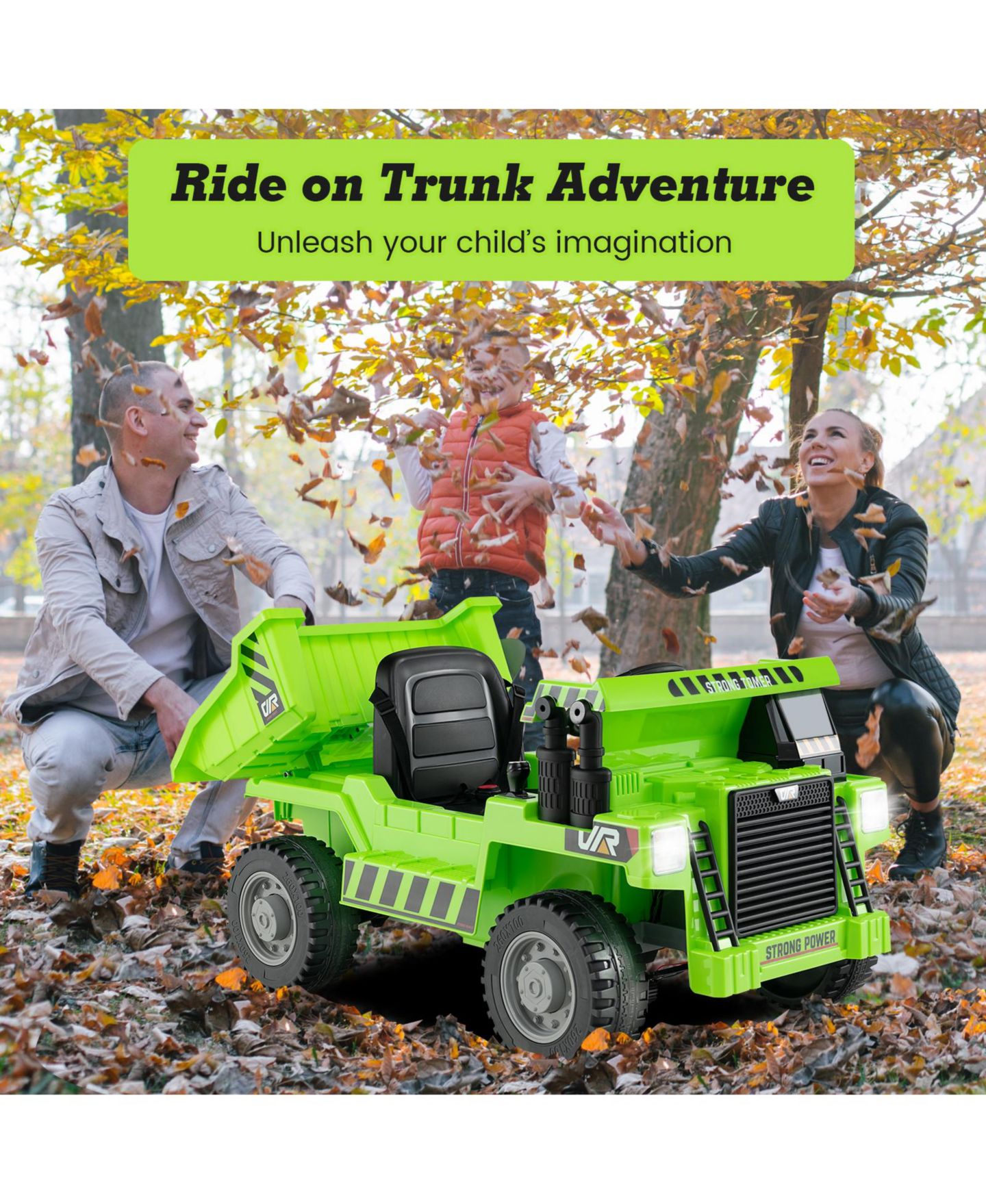 Детская игрушка HONGGE 12V Kids Ride-On Dump Truck with Electric Dump Bed and Remote, цвет: Зелёный — фото 7