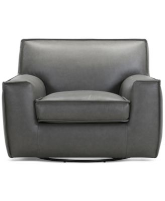 Glympton 44" Leather Swivel Chair, Exclusively at Macy's