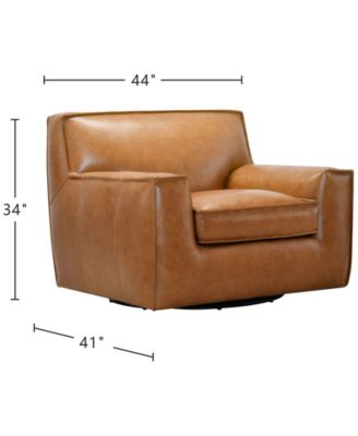 Glympton 44" Leather Swivel Chair, Exclusively at Macy's