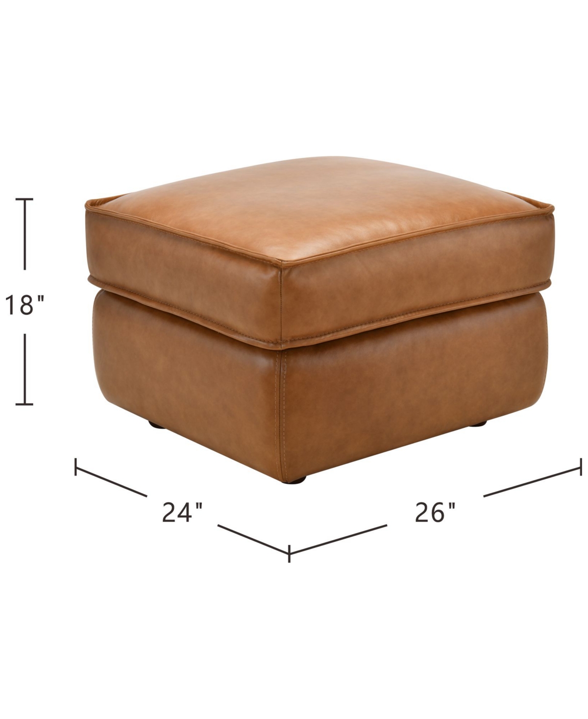 Macy's Glympton 26" Leather Ottoman, Exclusively At