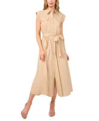 CeCe - Women's Cotton Belted Midi Shirtdress