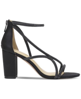 Women's Shiny Rhinestone Block-Heel Dress Sandals