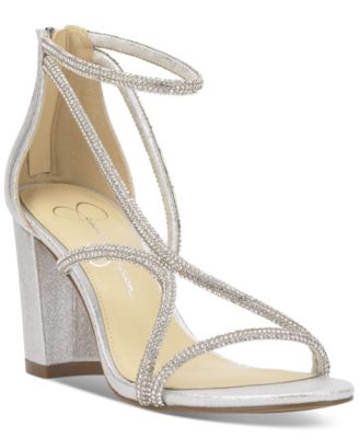 Women's Shiny Rhinestone Block-Heel Dress Sandals