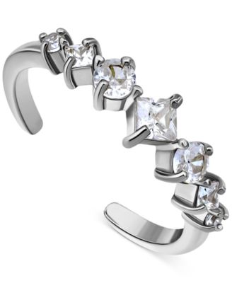 Mixed-Cut Cubic Zirconia Adjustable Toe Ring in 18k Gold-Plated Sterling Silver (also in Sterling Silver)