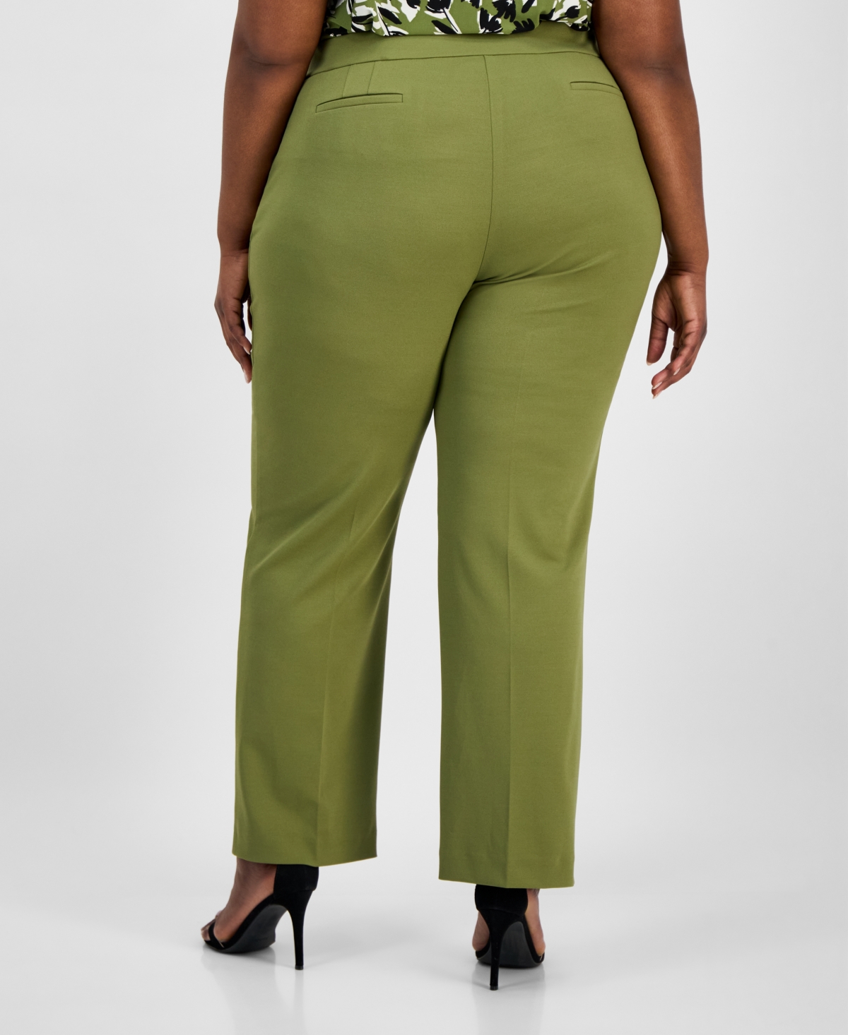 Ak Anne Klein Plus Size Pull-on Mid-rise Trousers