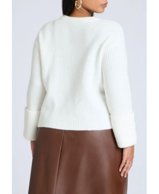 Свитер ELOQUII Plus размера с рукавами на пуговицах