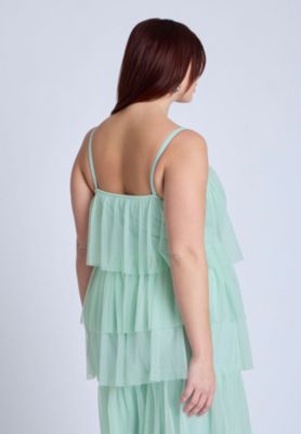 Блузка ELOQUII из тюля с оборками большого размера