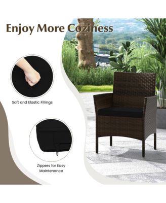 8 PCS Outdoor Patio Rattan Conversation Set Wicker Furniture Set w/ Chair Cushions
