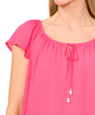 Women's Round-Neck Flutter-Sleeve Blouse 