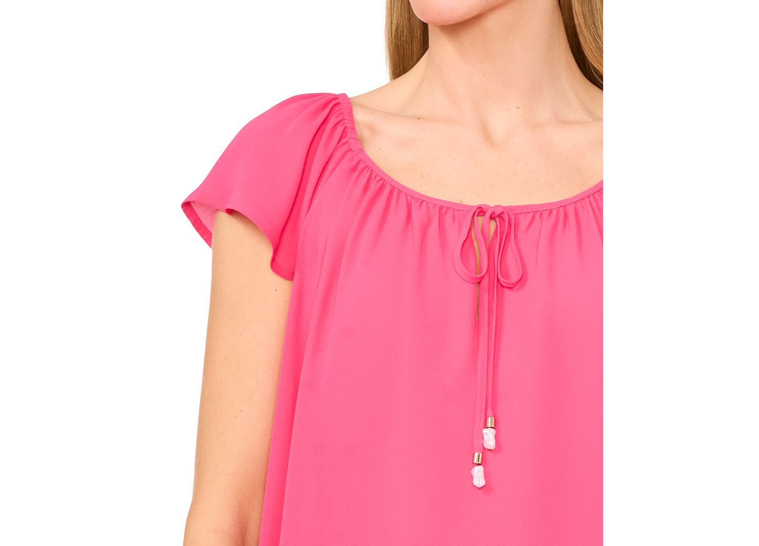 Women's Round-Neck Flutter-Sleeve Blouse