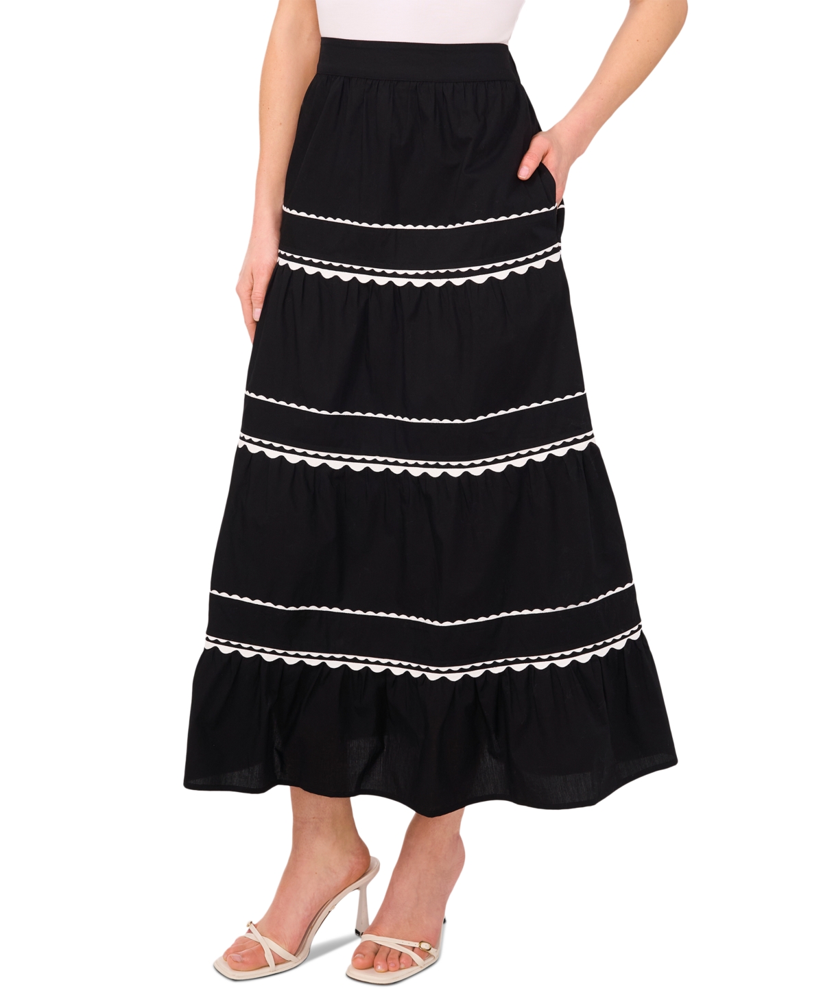 Cece Women's Cotton Maxi Tiered Skirt