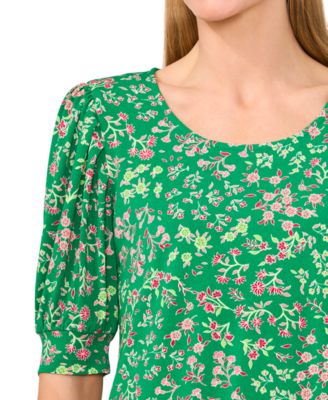 Женский топ с круглым вырезом и гофрированными рукавами до локтя от CeCe