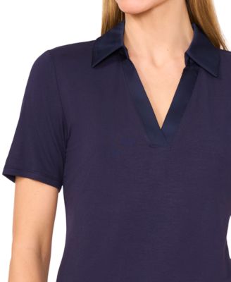 Женская рубашка поло CeCe с контрастной отделкой и коротким рукавом