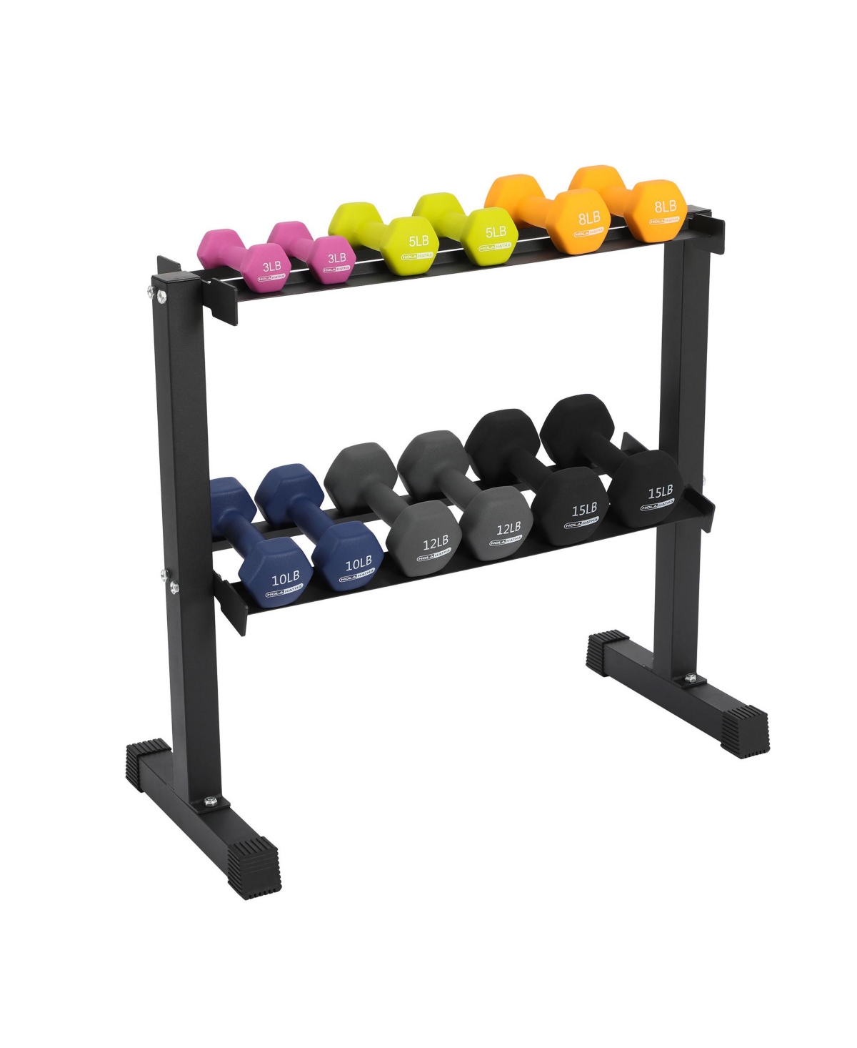 106 Pound Neoprene Dumbbell Strength Training Weight Set with Rack