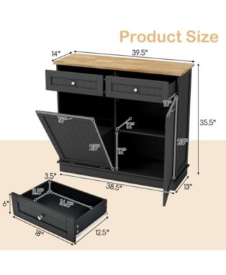 Rubber Wood Kitchen Trash Cabinet with Single Trash Can Holder and Adjustable Shelf