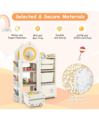Multipurpose Toy Chest and Bookshelf with Mobile Trolley for Bedroom