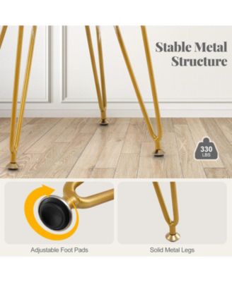 Faux Fur Vanity Stool Chair with Metal Legs for Bedroom and Living Room