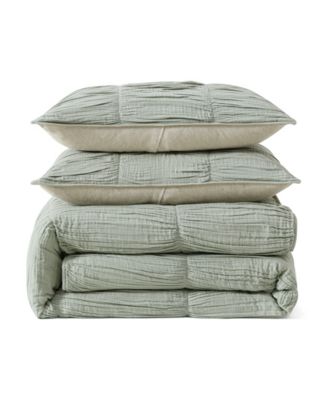 Pure Ruched Gauze 3-Pc. Duvet Cover Set, Full/Queen