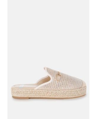 Marama Horsebit Embellished Raffia Mules