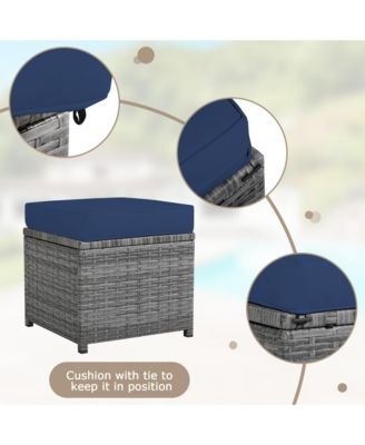 7 Piece Outdoor Rattan Sectional Sofa Set Patio Conversation Set w/ Cushions