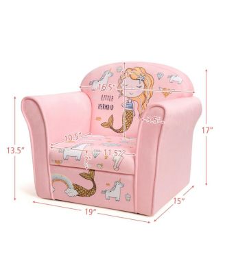 Kids Mermaid Armrest Couch Upholstered Sofa