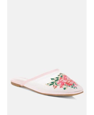 Shara Floral Embroidered Mesh Mules
