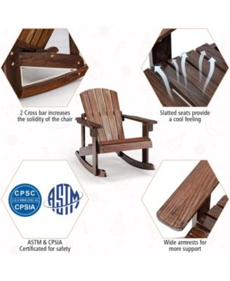 Outdoor Wooden Kid Adirondack Rocking Chair with Slatted Seat