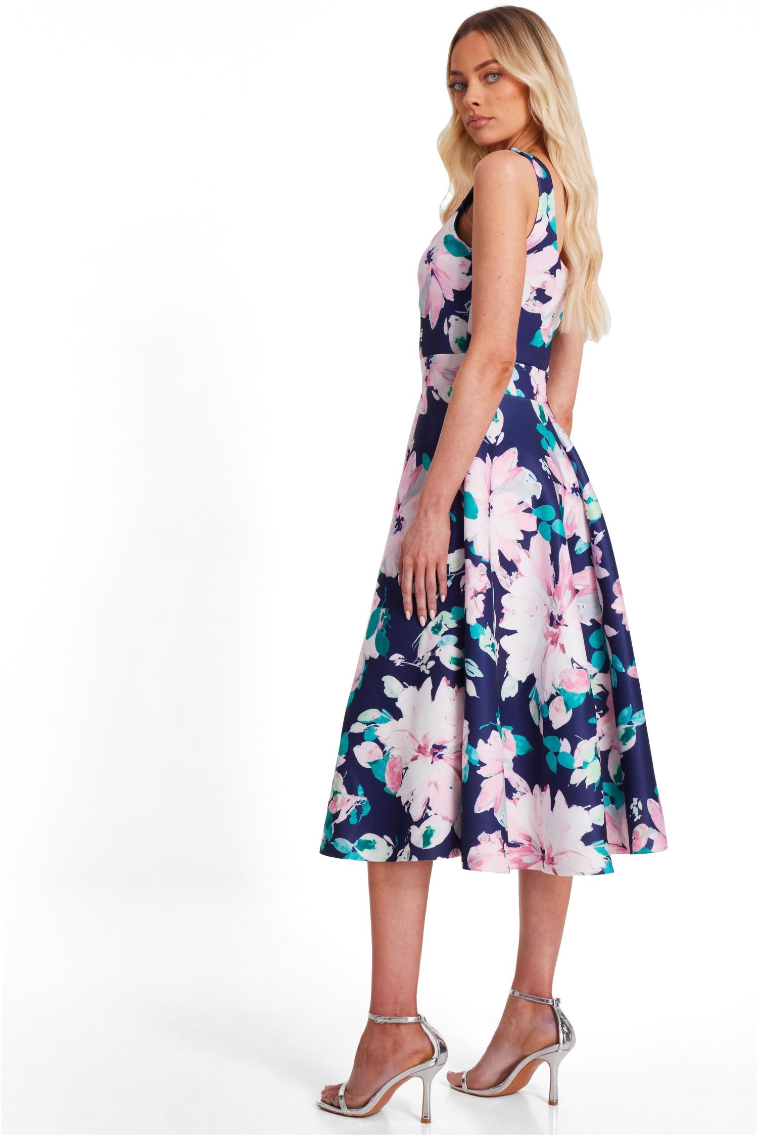 Women's Square Neck Skater Midaxi Dress