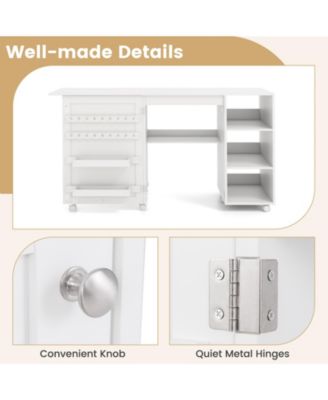 Multifunctional Folding Sewing Machine Craft Station with Storage Shelves