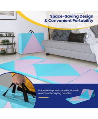 4-Panel PU Leather Folding Exercise Gym Mat with Hook and Loop Fasteners