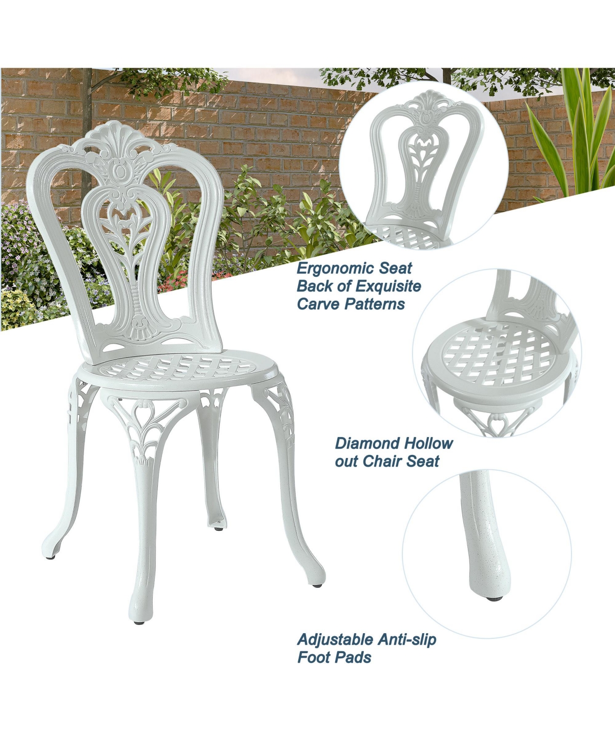 Patio Bistro Set of 3 Bistro Table and Chairs Outdoor Bistro Set Patio Table Patio Dining Chairs Outdoor Dining Table and Chairs, Bronze