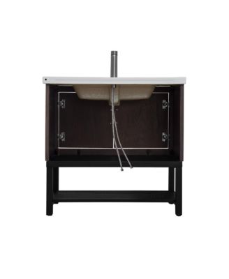 36" Freestanding Ceramic Sink Bathroom Vanity with Faucet and Iron Shelf Cabinet