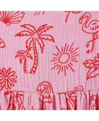Toddler Girls Toddler/Child Pink Tropical Icon Print Gauze Dress