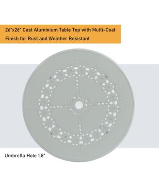 25 Inches Outdoor Bistro Table with Umbrella Hole Cast Aluminium Patio Dining Table Outdoor Round Bistro Table, Bronze