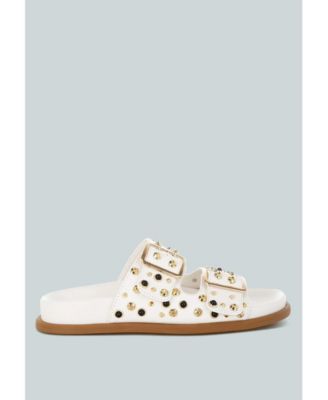 Jayata Metallic Stud Embellished Sliders