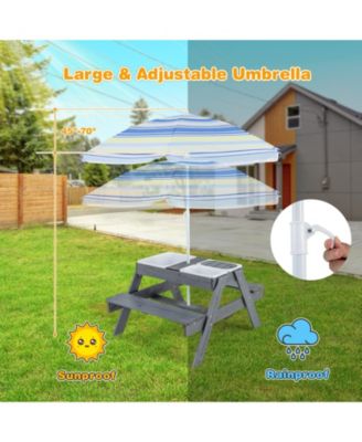 Kids Picnic Table Set with 3 Removable Bins