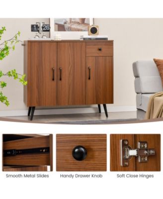 Sideboard Cabinet with 3 Doors and Pull out Drawer Adjustable Shelves