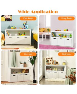 Kid Toy Storage Cabinet 3 Drawer Chest with Wheels Large Storage Cube Shelf