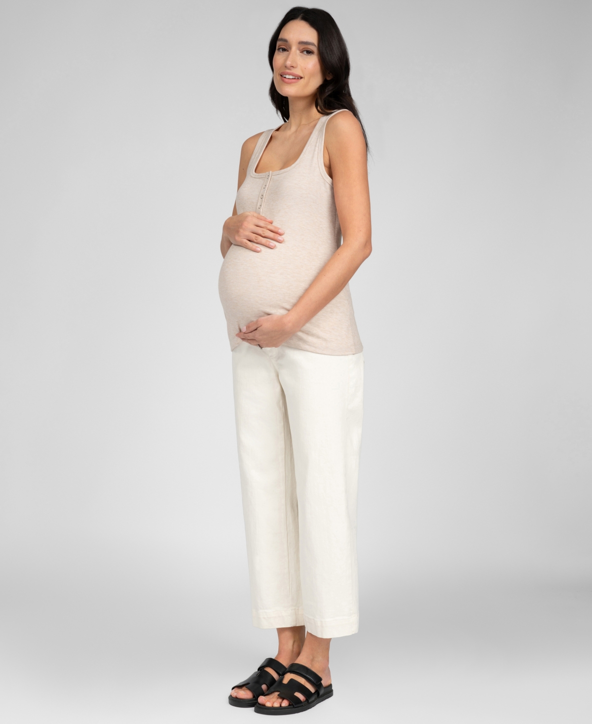 Shop Seraphine Women's Maternity Square Neck Button Front Vest Top In Oatmeal