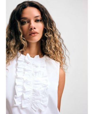 Женская хлопковая майка Isaac Mizrahi без рукавов с оборками