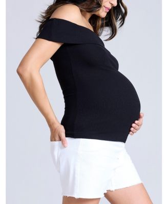 Maternity Rib Knit Short Sleeve Off The Shoulder Top - Motherhood