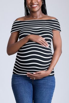 Maternity Rib Knit Short Sleeve Off The Shoulder Top - Motherhood