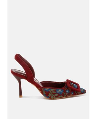 Womens Miraya Embroidered Buckle Detail Stiletto Heels