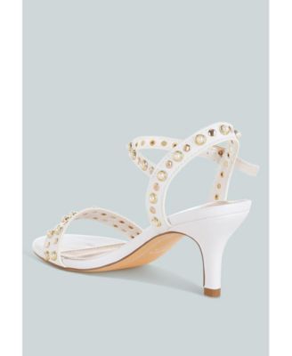 Nidara Studded Real Leather Kitten Heel Sandals